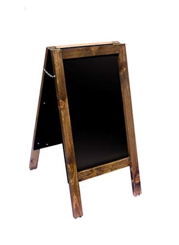 Image of Heavy Duty Medium Oak A Frame Chalkboard/Blackboard. Fitted with Tough Melamine™ Hard Plastic, Non Porous Panels - Easy to Clean. 80cm x 40cm for Chalk Markers and Chalk. Double Sided Sign.