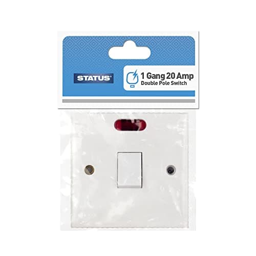 Image of STATUS Light Switch | 20A 1 Gang Single Light Switch | White Plastic with Light Indicator | S20ADPSWNB4