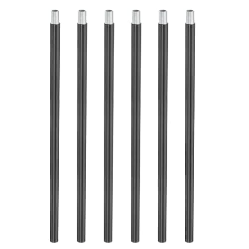 Image of PATIKIL Threaded Extension Rod, 6 Sets 10" M10 x 1mm Fine Thread Lamp Pipe with Lamp Pipe Nipples for Pendant Light Island Lighting Chandeliers Stems, Black