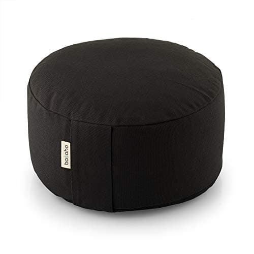 Image of basaho WHEEL Zafu Meditation Cushion | Organic Cotton | Buckwheat Hulls | Removable Washable Cover (Zen Black)