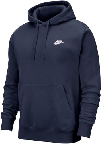 Image of NIKE Men's M Nsw Club Hoodie Po Bb Sweatshirt, Midnight Navy/Midnight Navy/White, XXL UK