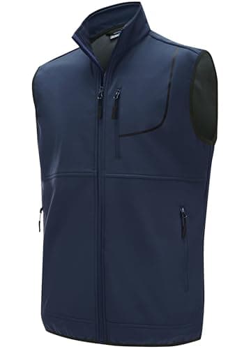 Image of Willit Men's Softshell Gilet Golf Activewear Gilets Fleece Lined Windproof Outerwear Sleeveless Jacket Blue L