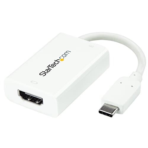 Image of StarTech.com USB C to HDMI 2.0 Adapter with Power Delivery - 4K 60Hz USB Type-C to HDMI Display Video Converter - 60W PD Pass-Through Charging Port - Thunderbolt 3 Compatible - White (CDP2HDUCPW)