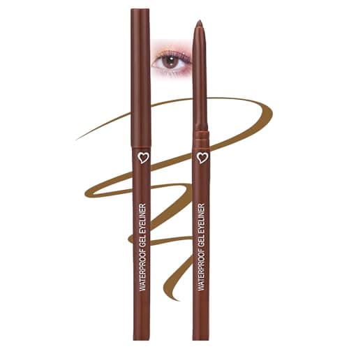 Image of Smudge-Proof Waterproof Gel Eyeliner Pencil - Light Brown, Long-Lasting, Quick-Dry, Ultra-Fine Tip for Bold Looks, Highly Pigmented for Precise Application, Perfect for Sensitive & Mature Skin (Brown)