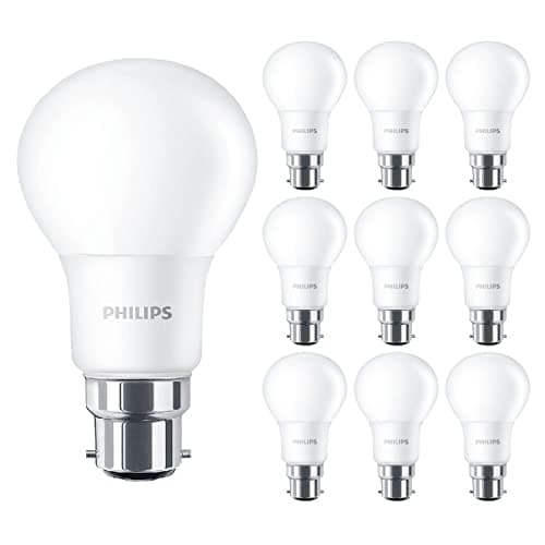 Image of Philips 10 Pack CorePro LED Frosted GLS A60 Lamp 8W (60W) B22 BC Large Bayonet Cap 2700k Warm White | 806 Lumen | 15000 Hours | Car Air Freshener Included | 80+ CRI