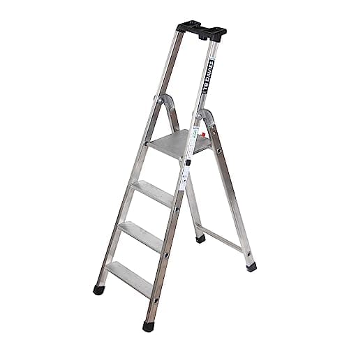 Image of TB Davies 1202-024 Heavy-Duty Platform Step Ladder, 4 Tread, Platform Height 0.8m, Aluminium, 150kg Work Load, EN131 Professional