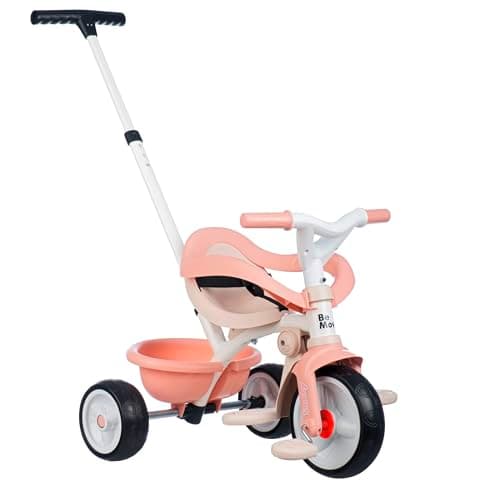 Image of Smoby - Be Move Confort Pink Tricycle - 3 in 1 Evolutionary - Safety Belt and Bar - Parental Handle Adjustable on 3 Levels - From 10 Months to 3 Years - Made in Spain