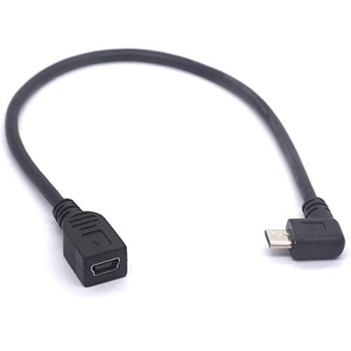 Image of Mini USB Female to Micro USB Left Cable Cord - 90 degree B Micro Usb Male to Mini Female Connector Adapter for MP3 Camera (Left)