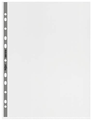 Image of Rexel Nyrex Premium A4 Punched Pocket with Grey Spine, Clear, Pack of 50, 2001018, 90 Micron