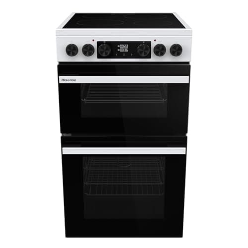 Image of Hisense HDCEC5C10W Freestanding Ceramic Electric Cooker with Double Oven 69/43 Litres - White, A Rated Double Oven [Energy Class A]