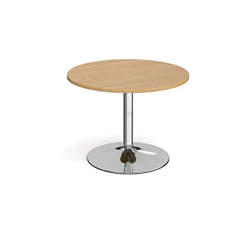 Image of Mr Office Trumpet base circular boardroom table - chrome frame, Oak, 1000