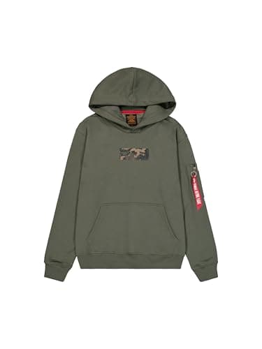 Image of Alpha Industries Men's Camo Panel Hoody, Dark Olive, L