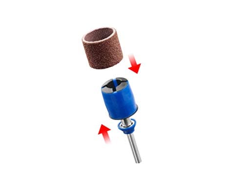 Image of Dremel SC407 EZ SpeedClic Sanding Bands and Mandrel, Set of 2 Sanding Bands 13 mm (Grit 60/120) and 1 EZ SpeedClic Mandrel for Sanding, Shaping and Smoothing Wood and Plastic Materials