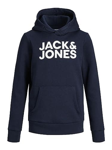 Image of JACK & JONES Junior Boy's Jjecorp Logo Sweat Hood Ss19 Noos Jr Hoodie, Blue (Navy BlazerNavy Blazer), (Manufacturer Size: 128)
