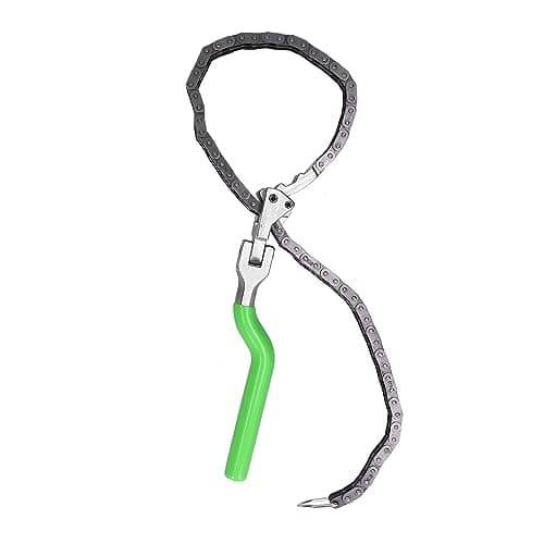 Image of Cerlyiont Universal ChainType Oil Filter Wrench Spanner with Long Cranked Handle – 60–195mm Range for Canister Filters, Green