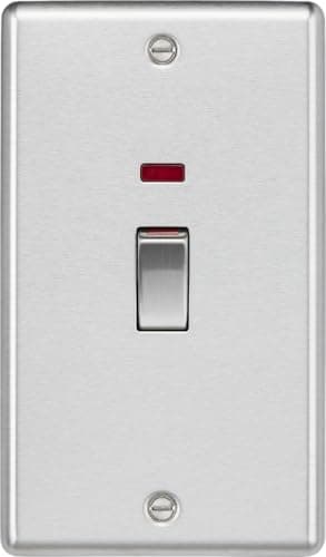 Image of Knightsbridge 45A DP Switch with Neon (2G size) - Brushed Chrome
