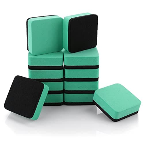 Image of cobee Mini Dry Erase Erasers, 12pcs Magnetic Whiteboard Eraser with Thick Felt Pad, Dry Erasers Chalkboard Cleaner Wiper for Cleaning Drywipe Boards Suitable for Classroom School Office Suppies(Green)