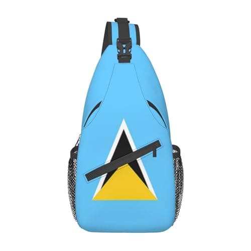 Image of skdjowu Saint Lucia Flag Sling Bag Crossbody Backpack Flag Travel Hiking Daypack Shoulder Chest Bag for Women Men