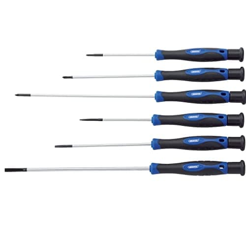 Image of Draper Extra Long Precision Screwdriver Set (6 Piece) | Professional Hand Tools | Chrome Vanadium Tips | Soft Grip Handle | 28119