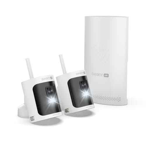 Image of Swann AllSecure 4K Wireless Security System with 2 x WiFi Cameras & 2 x Rechargeable Batteries, NVR Tower, Always Charged, Always Secure - AS4K800SD2
