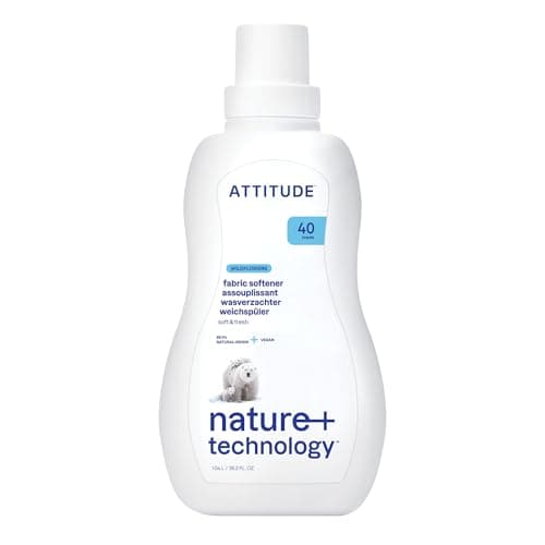 Image of ATTITUDE Liquid Fabric Softener, Plant-Based & Vegan, HE Compatible, Naturally Derived, Wildflowers Scent, 40 Loads, 1 Liter