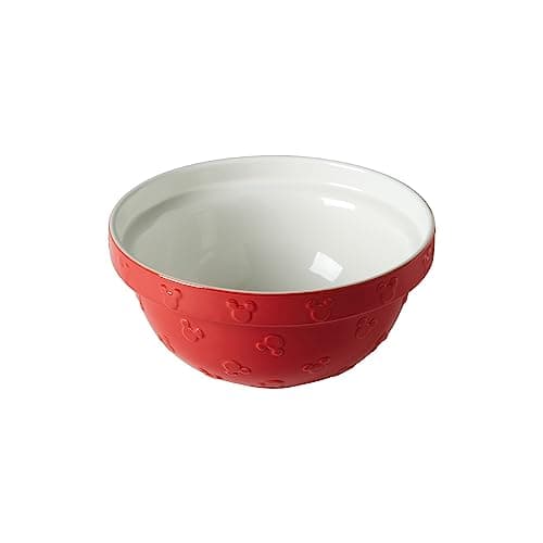 Image of Prestige New Disney Bake with Mickey Mouse Ceramic Mixing Bowl - Red Mixing Bowls For Baking, 23cm x 12cm