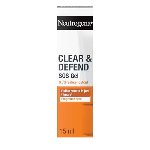 Image of Neutrogena Clear and Defend SOS Gel (15ml), Oil-Free Face Gel for Spot-Prone Skin, with Purifying 0.5% Salicylic Acid to Help Reduce the Appearance of Spots