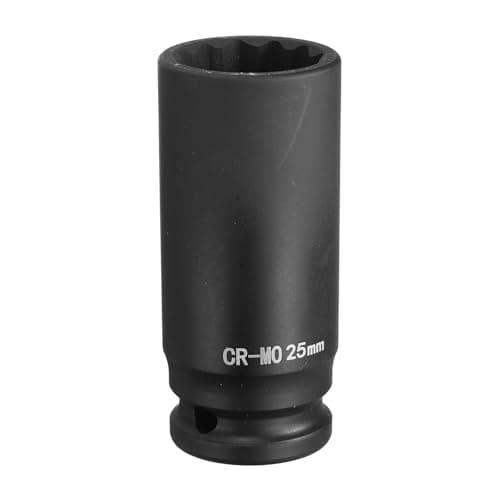 Image of sourcing map 12-Point Deep Impact Socket 1/2 Inch Drive 25mm Metric Chrome Molybdenum Alloy Steel Spindle Axle Nut Impact Socket