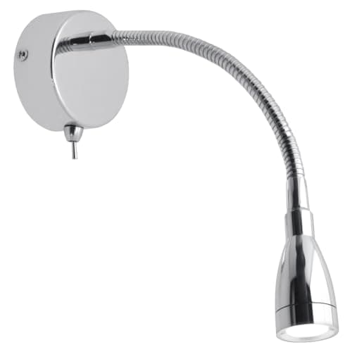 Image of Long Life Lamp Company LED Indoor Reading Wall Light 2W 6000K Chrome Wall Mounted Bedside Light H3145