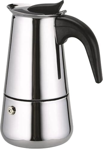Image of Solazzia Coffee Maker 4 Cup Moka Pot Stainless Steel Percolator coffee pot Espresso Maker, Compatible with Gas, Electric, Ceramic, and Induction stovetops(6.6 fl oz/200 ml)
