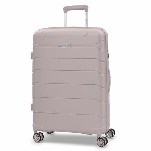 Image of Aerolite Medium 24in 67L Premium Lightweight Polypropylene Hard Shell 4 Wheel Spinner Travel Hold Checked Check in Luggage Suitcase (Cream)