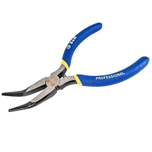Image of s & R Electronic Flat-Nose Pliers Bent 125X33 mm Cr-V Phosphatised Double Uncoated Grips