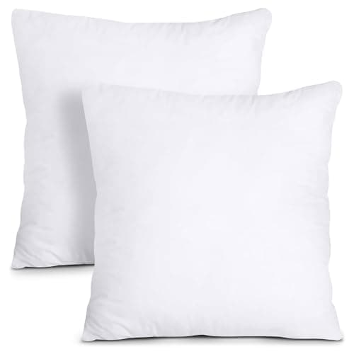 Image of Lancashire Bedding Polycotton Cushion Pads – Bounce Back Hollowfibre Cushion Inserts – Hypoallergenic, Soft & Supportive – Made in Britain Pack of 2 Bed Pillow, 45 cm x 45 cm (18" X 18")