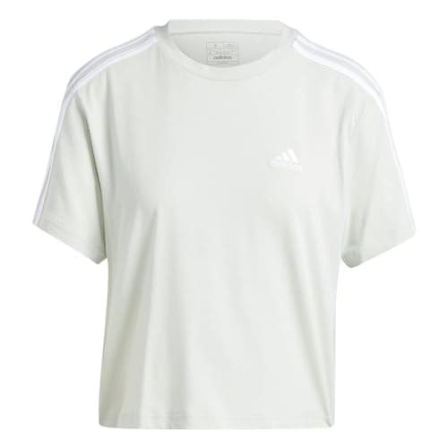 Image of adidas Women's Essentials 3-Stripes Single Jersey Crop Top, Linen Green, S