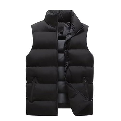 Image of Men's Quilted Puffer Vest Padded Gilet Bodywarmer Down Jacket Lightweight Waistcoat Sleeveless Puffer Coats with Zip Pockets for Winter Outdoor Work Sports Running UK Plus Size M-5XL