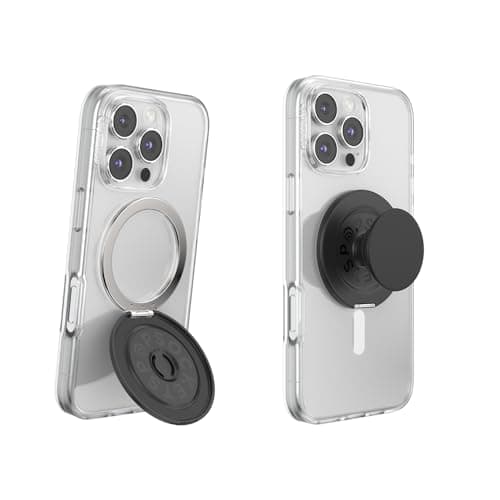 Image of ​​​​​​​​PopSockets Phone Grip for MagSafe with Kickstand, Magnetic Stand, Swappable Top, Secure Hold for iPhone MagSafe Cases, Phone & Tablet Grip - Black