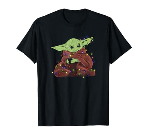 Image of Star Wars: Mandalorian Grogu In Lights Christmas T-Shirt