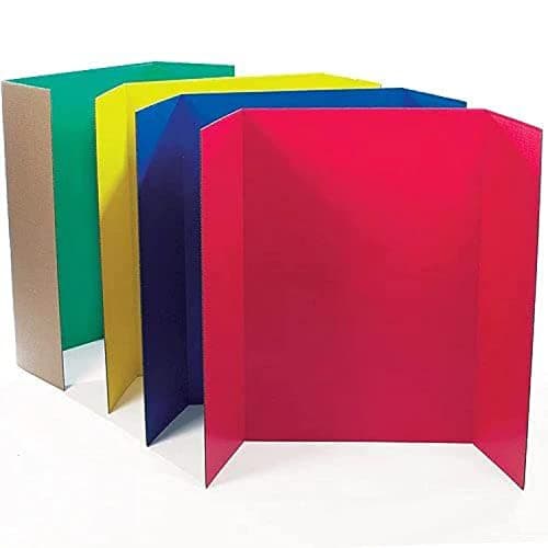 Image of Baker Ross Tri Fold Boards-Pack of 4, Assorted Colours, for Displaying Table Top Projects and Presentations (EK710), 122 x 91 cm
