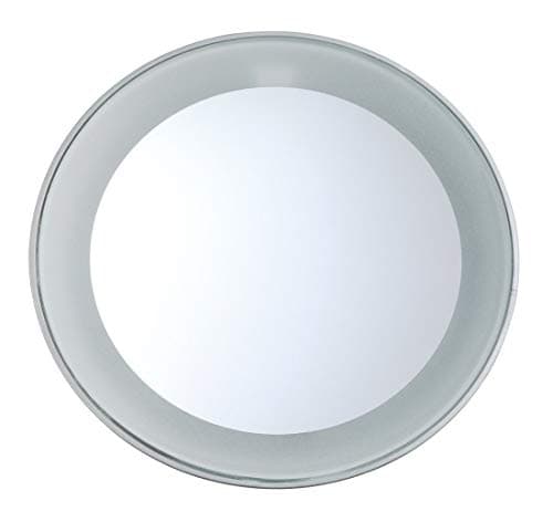 Image of Tweezerman 15x Magnifying LED Mini Mirror, Round Mirror Perfect for Tweezing, Contact Lens and Makeup Application Compact Travel Mirrors with Suction Cups (Pack of 1)
