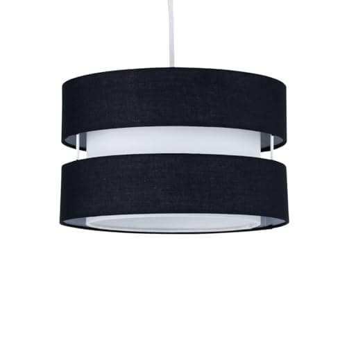 Image of firstchoicelighting Black Ceiling Light Shade, Easy Fit Pendant Shade, Diameter 26cm