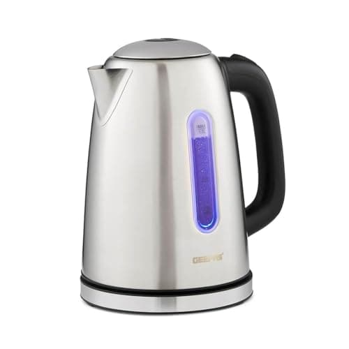 Image of GEEPAS Illuminating Electric Kettle | 1.7L Cordless Stainless Steel Jug Kettle | Rapid Boil for Hot Water Tea Coffee | Boil Dry Protection Auto Shut Off | Swivel Base with Auto Lid Open | 2200W Silver
