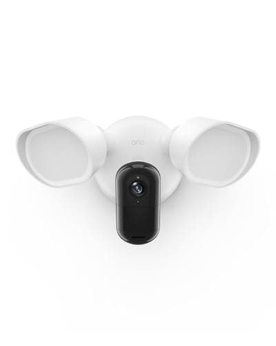 Image of Arlo Floodlight Security Camera Outdoor, Wired, Quality 2K HDR, 160° Wide Angle, Weatherproof, Colour Night Vision, Built-in Siren, Up to 2000 Lumen, 2-Way Talk, Arlo Secure Trial Included, 1 Camera