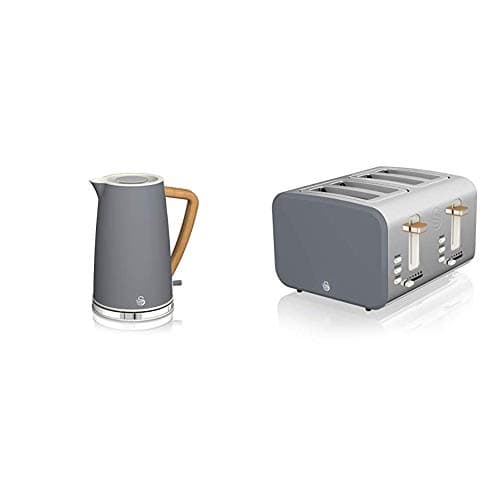 Image of Swan Nordic 1.7 Litre Jug Kettle and 4 Slice Toaster Slate Grey