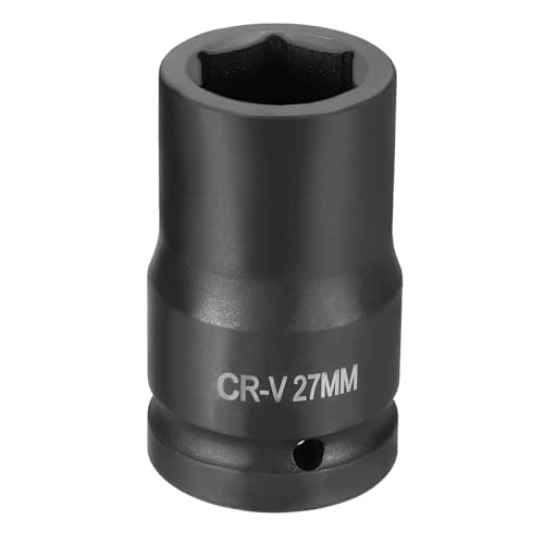 Image of sourcing map 6 Point Impact Socket 1" Drive 27mm Metric Socket CR-V Steel Spindle Axle Hex Sockets for Machine Shaft Nuts Bolts Repair, Black