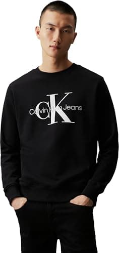 Image of Calvin Klein Jeans Men's Core Monologo Crewneck J30j320933 Pullovers, Black, XL