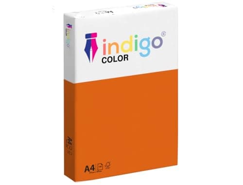 Image of Indigo® A4 80gsm Coloured Copier Paper Multifunctional Ream 500 Sheets - Deep Orange
