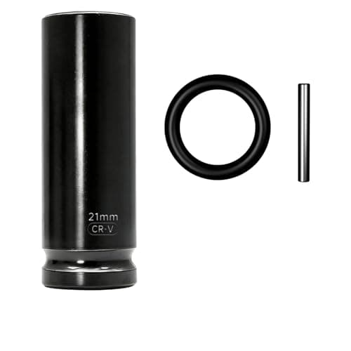 Image of 21MM Impact Socket 1/2 Inch Drive, Deep 6-Point Wheel Nut 21MM Socket with Retaining Pin & o-Ring, Scaffolding Sockets for Long Bolts and Scaffolding Clamps