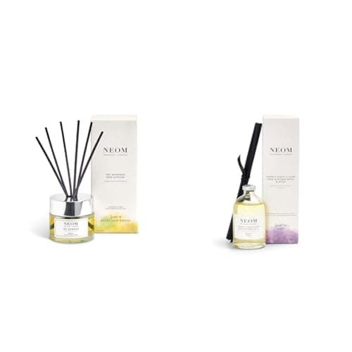 Image of NEOM- Feel Refreshed Reed Diffuser, 100ml | Lemon & Basil Essential Oil | Scent to Boost Your Energy & Pefect Night's Sleep Reed Diffuser Refill & Reeds, 100 ml, White