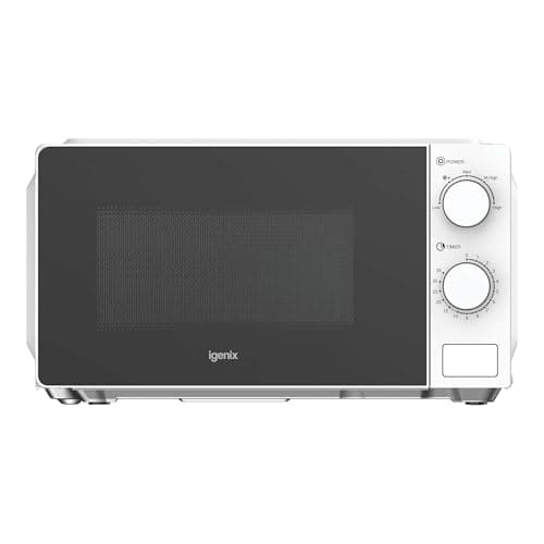 Image of Igenix 20L 700W White Manual Microwave - 5 Levels, Defrost Setting, 35 Min Timer, Push Button Door, 255mm Turntable - IGMS02071W