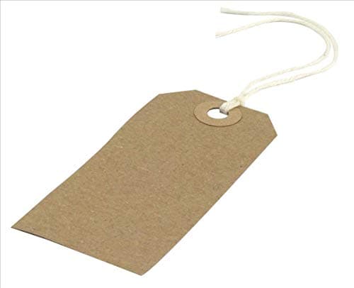 Image of 2X50 Large Brown/Buff (Manilla) Strung 134x67mm Tag/Tie On Luggage Craft Labels (100)
